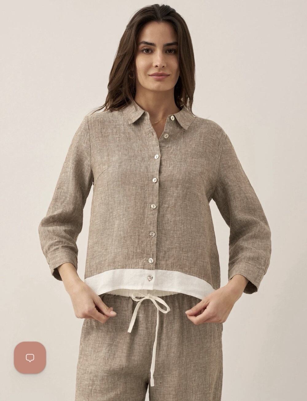 NWT Lintico JANICE Top Long Sleeve Women’s Size Large Neutral Boho Minimalist